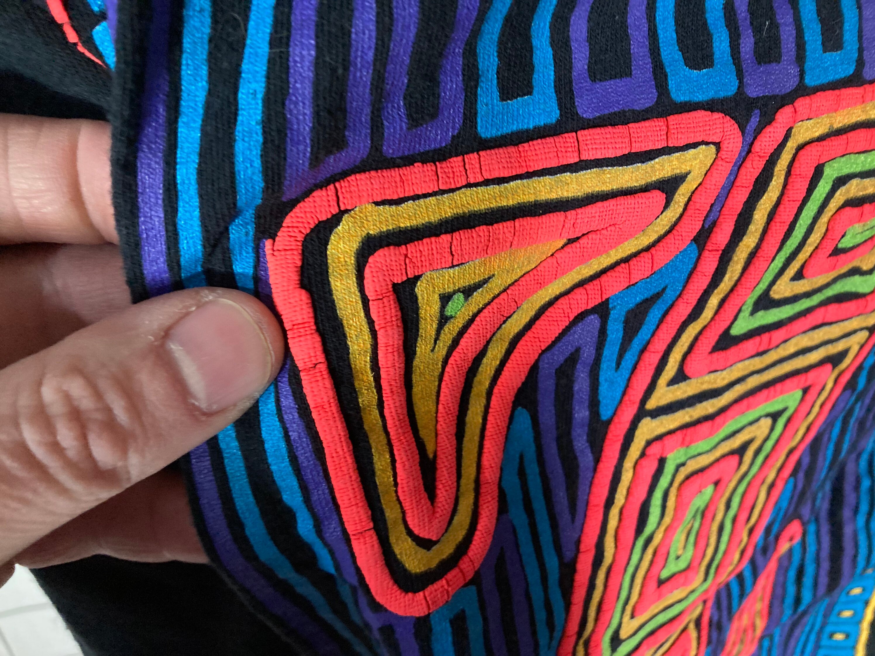 Vintage 80s Jimmyz Textured Neon Print Single Stitch Noen