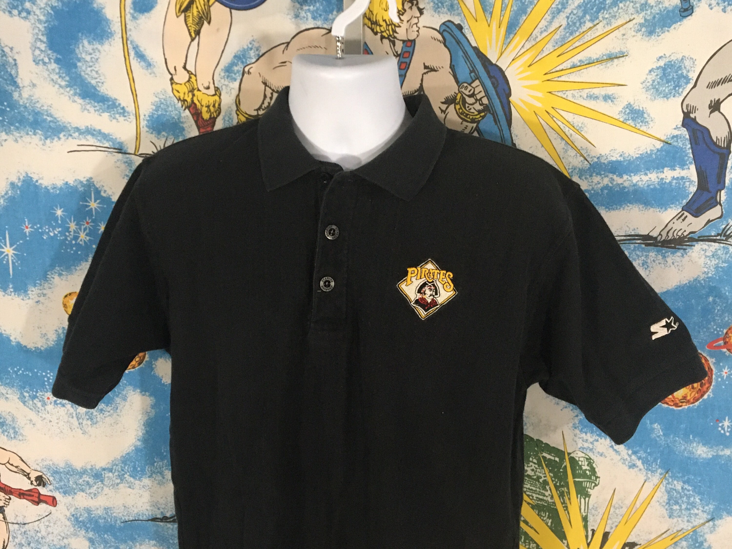 VINTAGEASSAULT Vintage 90s Pittsburgh Pirates Started Polo Shirt - Sz M 