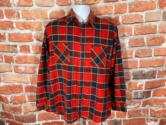 vintage 80s Coleman plaid flannel shirt - sz M - … - image 1