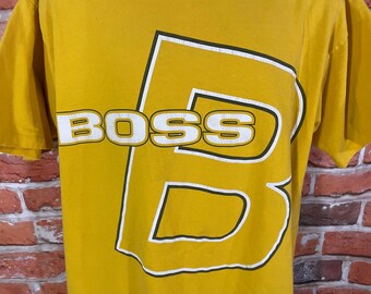 Vintage 90s Boss Shirt - Sz XL - Yellow Hip Hop Graphic Tee - Etsy