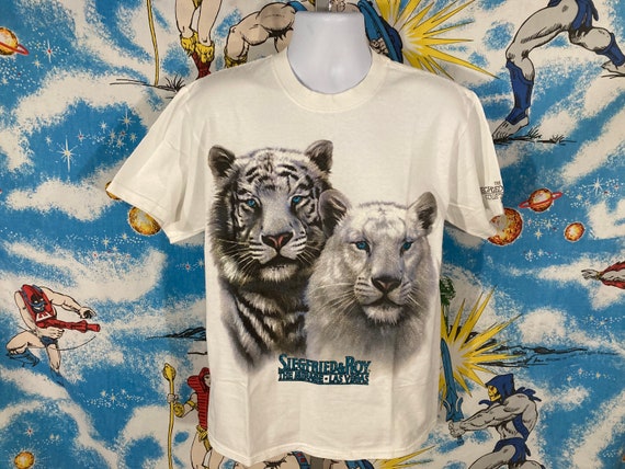 Vintage Siegfried and Roy Glittery White Tigers Shirt - Sz M