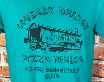 vintage Covered Bridge Pizza Parlor shirt - sz S - grunge indie emo tee 80s 90s