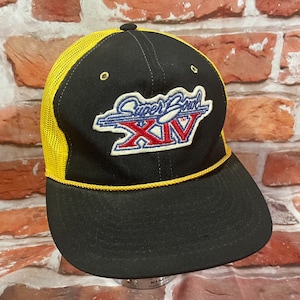 vintage 1980 Sports Specialties Superbowl XIV Pittsburgh Steelers mesh trucker rope snapback hat - 80s emo grunge youngan