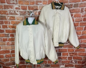 Vintage Don Alleson Athletic Bomber Jacket - Green/Yellow Stripe, XL/2XL