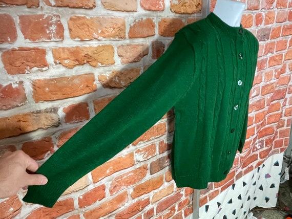 vintage 60s 70s braided green sweater - sz 42 - m… - image 5