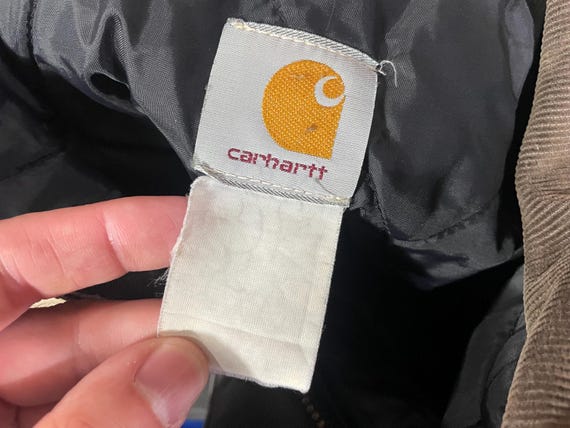 vintage faded carhartt JO2 canvas work jacket sz XL diamond quilt y2k 90s corduroy collar