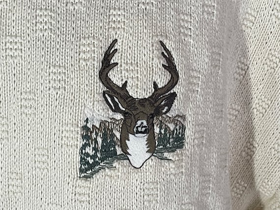 vintage 90s Fieldmaster deer henley collar grandp… - image 2