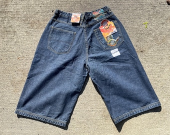vintage Miskeen wide leg baggy jorts sz 36 x 16 hip hop y2k