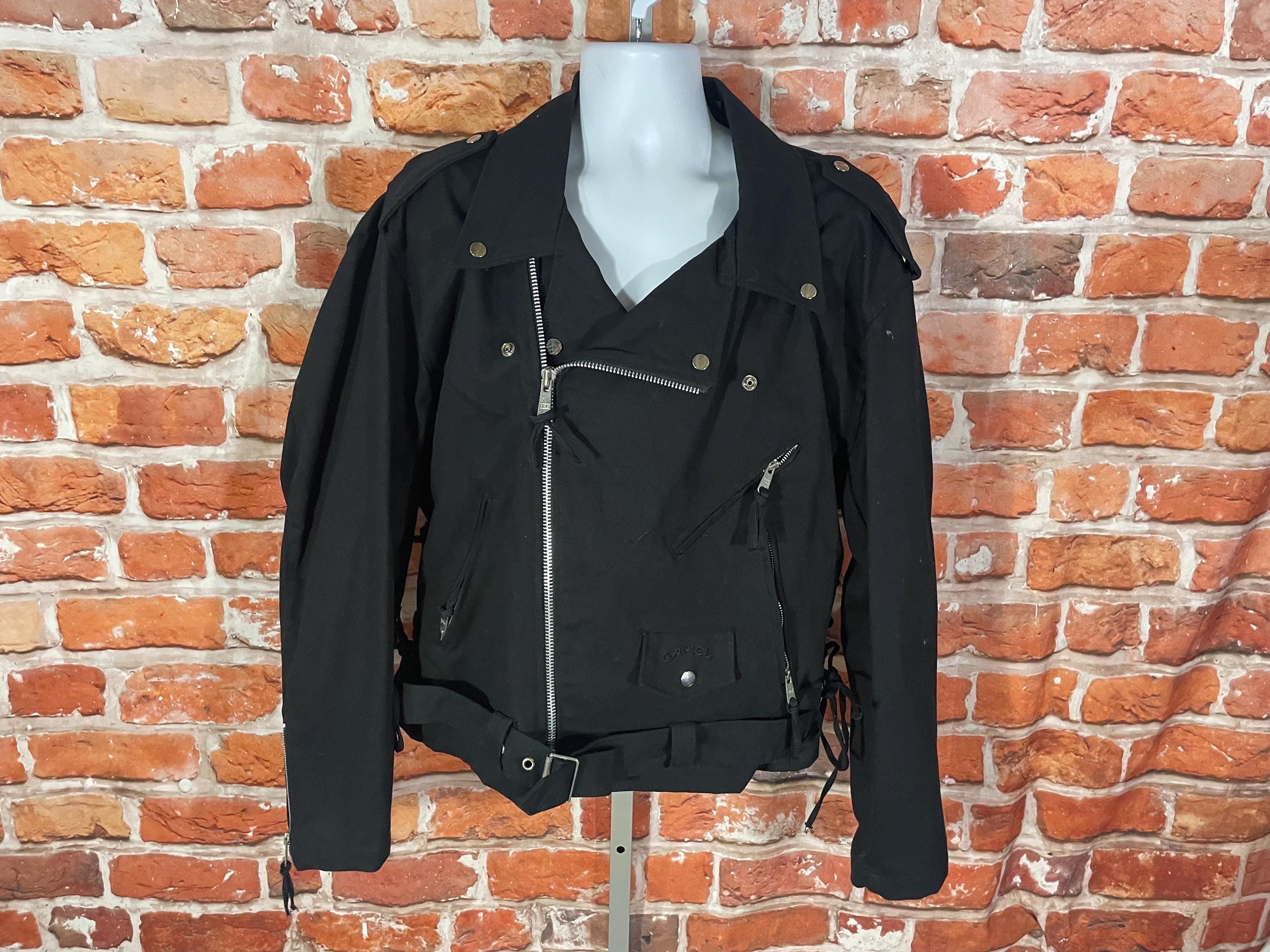 Vintage Camel Cigrettes Cavnas/denim Biker Style Bomber Jacket - Sz XL -  Promo Grunge Motorcycle 80s 90s