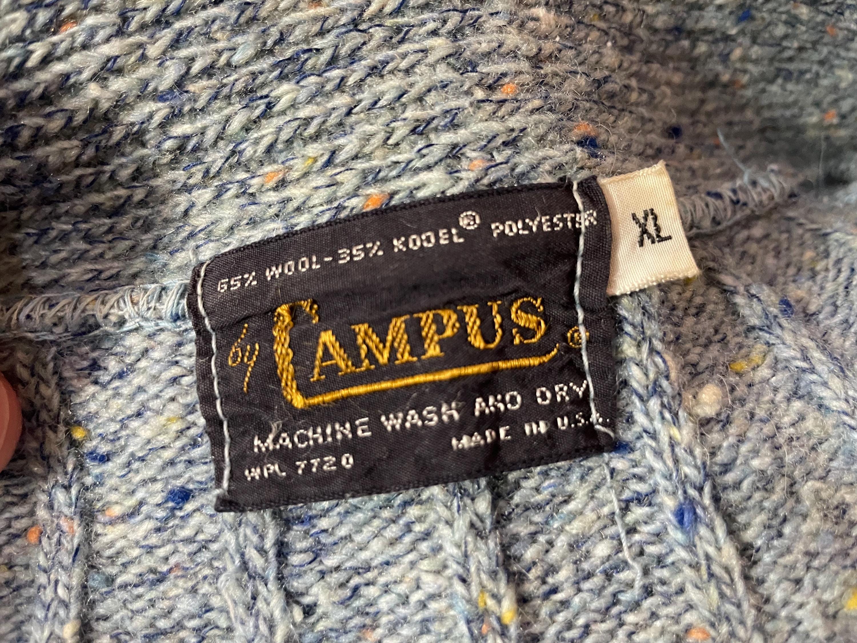 Vintage 60s Campus Cardigan Sweater - Fits L - Grunge Emo Cobain