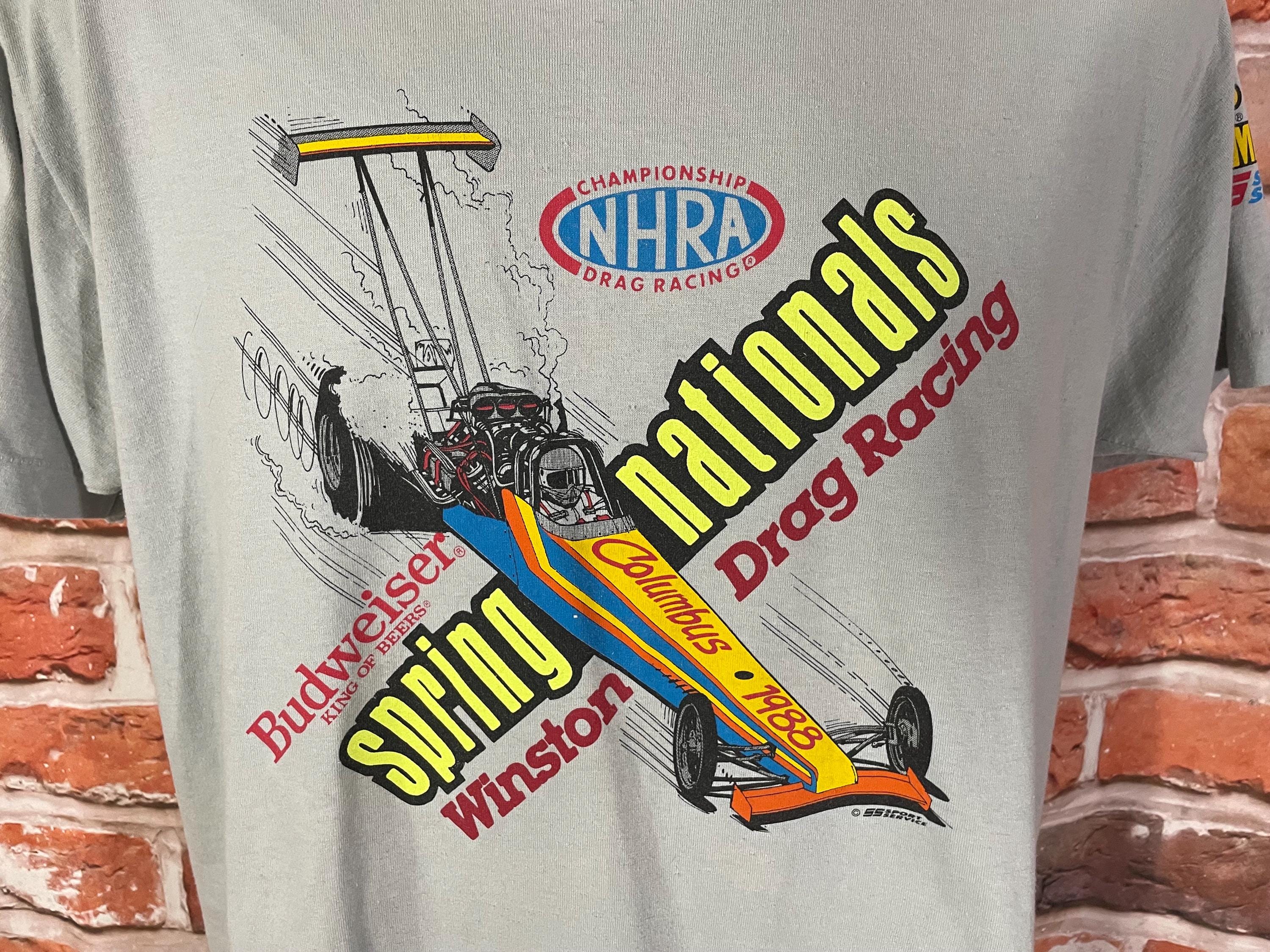 T-shirt Vintage Homme NHRA Winston Drag Racing Extra Large XL - Style Années 90 Délavé