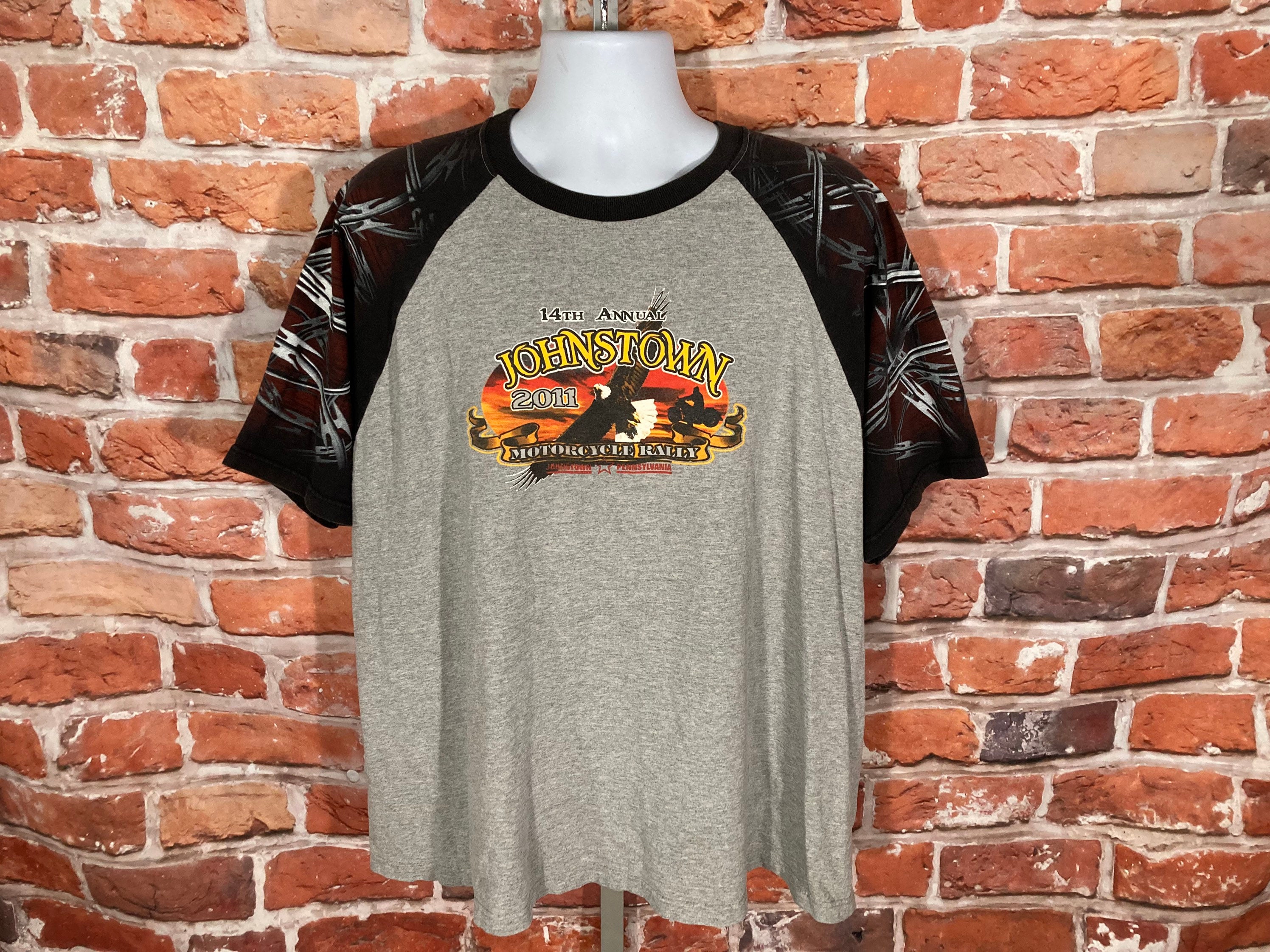 All over Razor Wire sleeves Johnstown Motorcycle Rally shirt Etsy