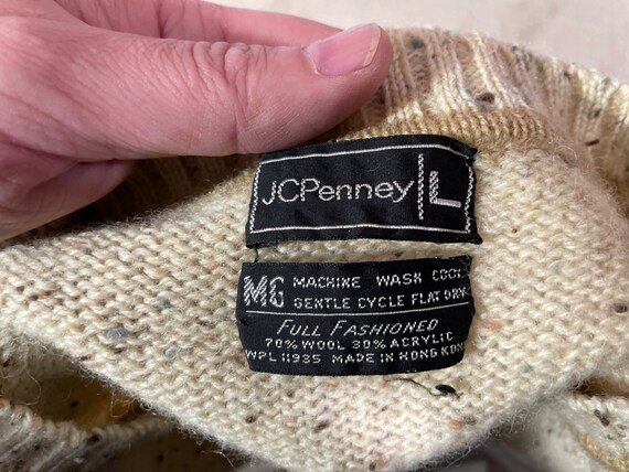 vintage 70s speckled JCPenney sweater - sz L - gr… - image 2
