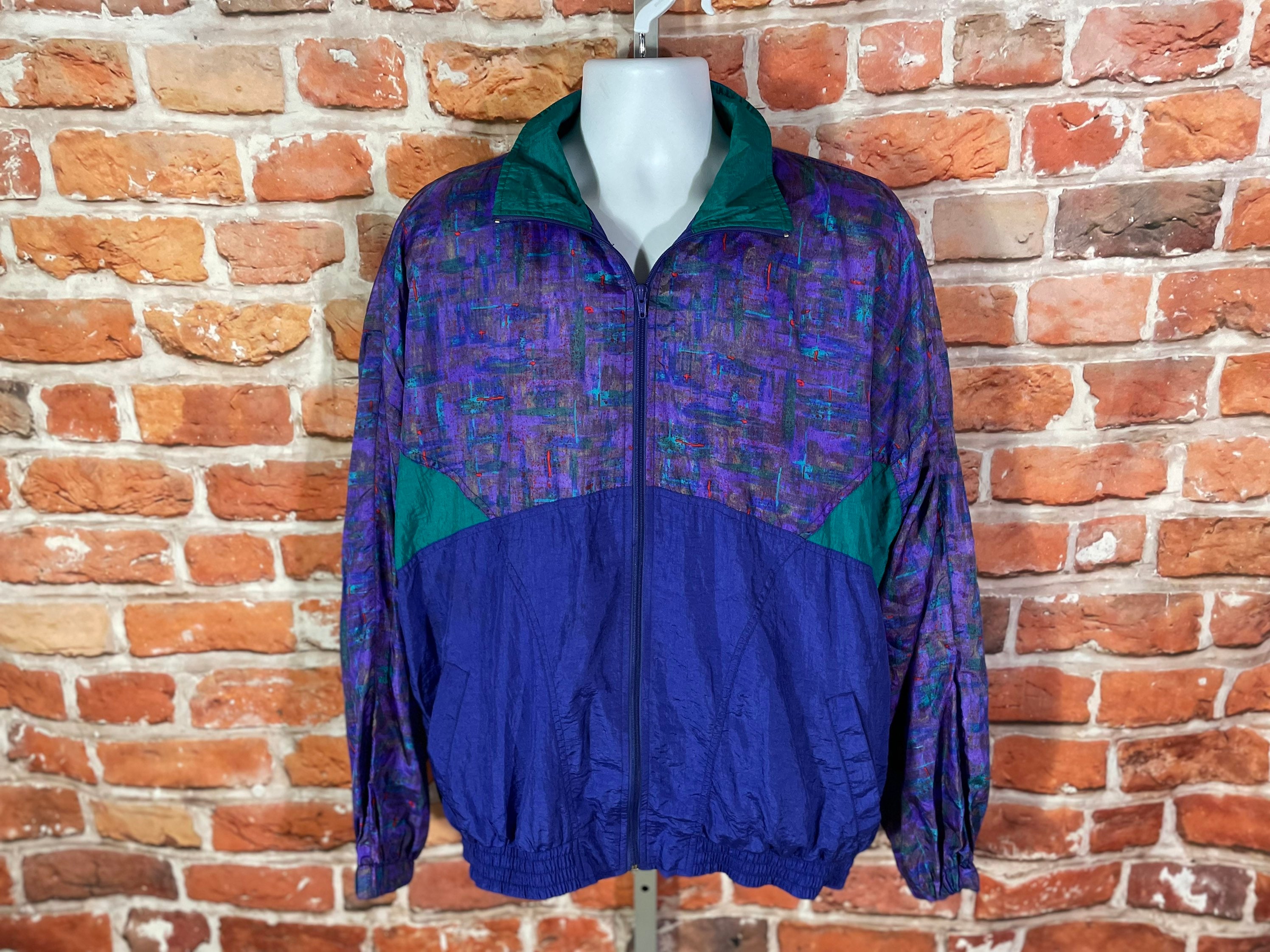 Vintage 90s Funky Windbreaker Jacket - Sz XL - Emo Indie