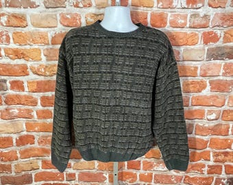 vintage earth tones grandpa sweater sz L y2k 90s grunge