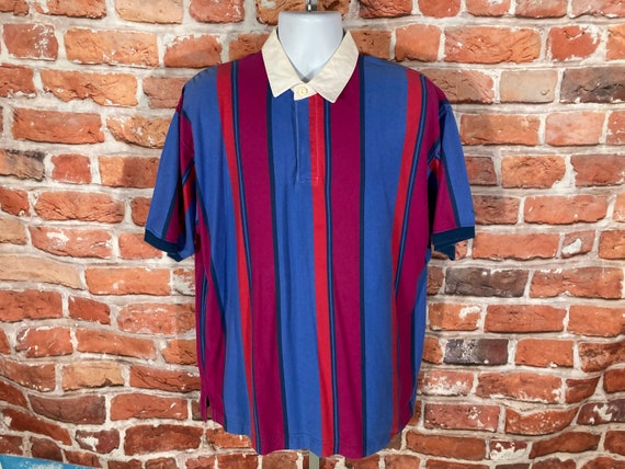 Vintage 90s Dockers Colorful Vertical Stripe Polo Shirt - Sz
