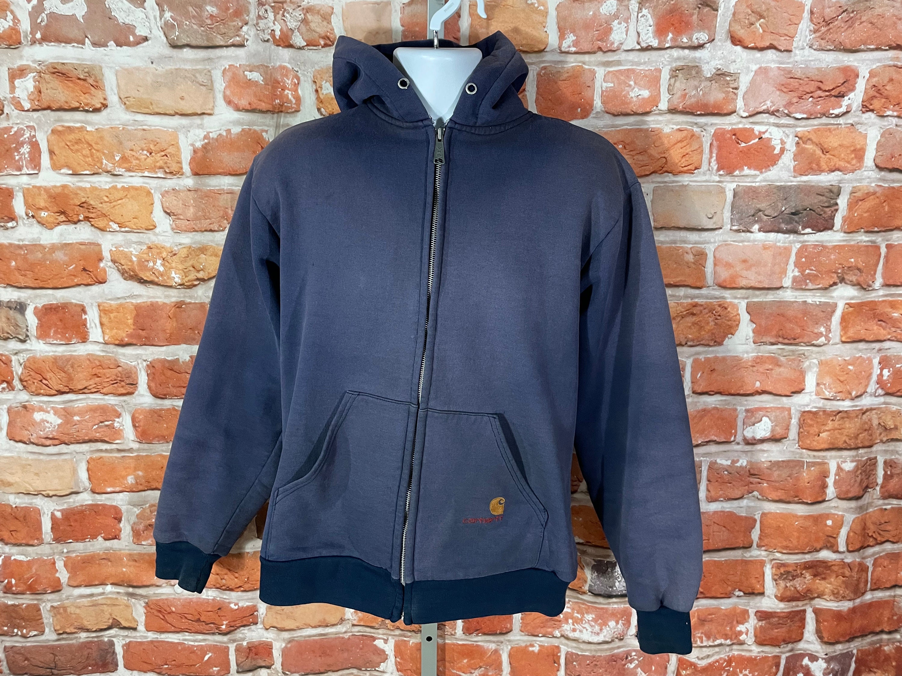 Vintage Faded Carhartt Thermal Rugged Tag Zip Hoodie Fits L 80s 90s Grunge Work Hooded Sweatshirt Etsy