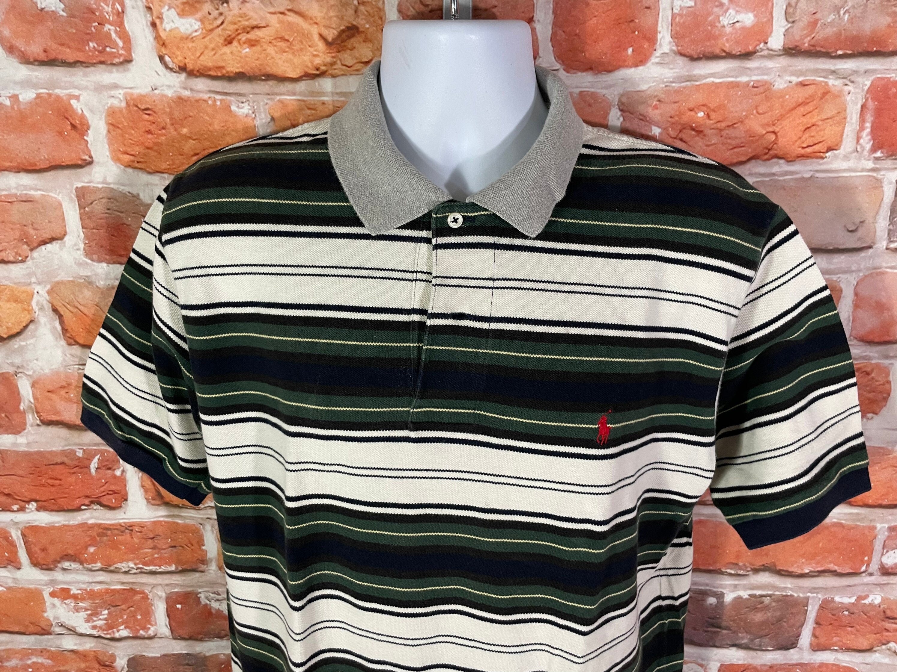 Vintage 90s Polo Ralph Lauren Striped Polo Shirt Sz L - Etsy