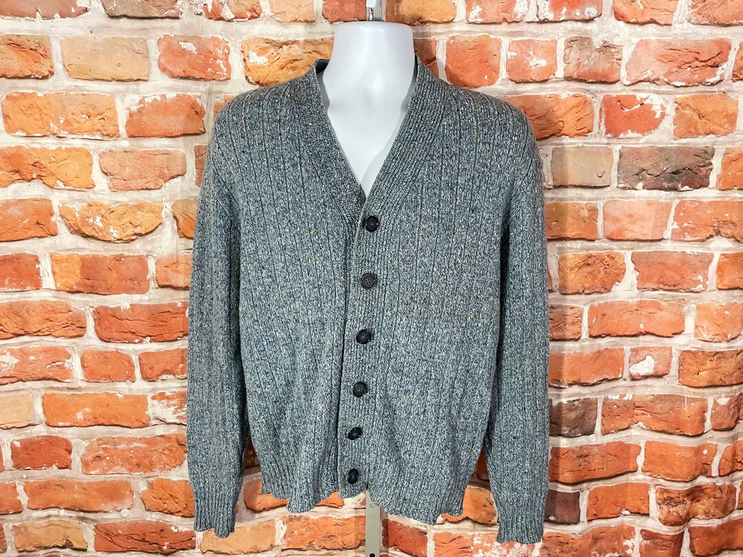 Vintage 60s Campus Cardigan Sweater - Fits L - Grunge Emo Cobain