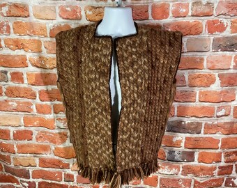 beautiful vintage 60s 70s knit grandma afghan sweater vest - fits L/XL - mod boho hippie granny indie emo grunge