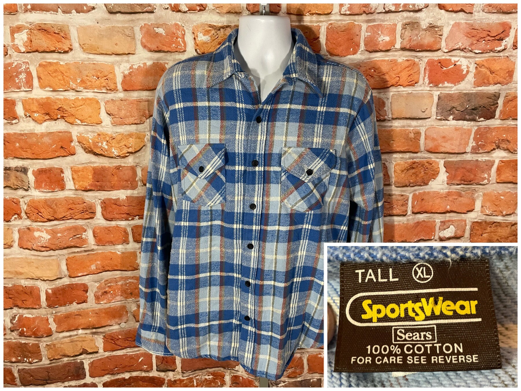 Vintage 70s Sears Sportswear Thick Camp Plaid Flannel Shirt Vintage 70s Sears Sportswear Thick Camp Plaid Flannel Shirt