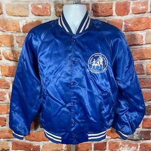 vintage 80s Robert Morris University satin bomber jacket - sz M - Colonials Pittsburgh