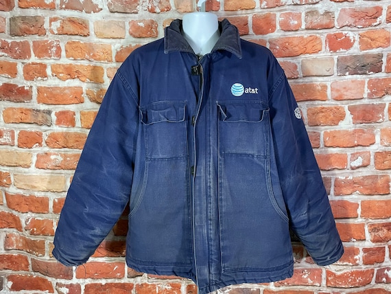 vintage 90s AT&T chore canvas work faded/distressed jacket - sz 2XL - grunge street