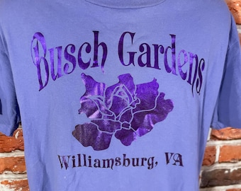 vintage Busch Gardens metallic print lavender tee fits L/XL