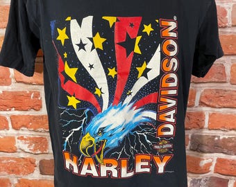 Vintage 80s Harley Davidson Screaming Eagle T-shirt - Sz M - Etsy