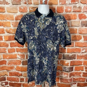 vintage 90s Arizona Jeans funky all over print polo shirt - fits M Tall - grunge