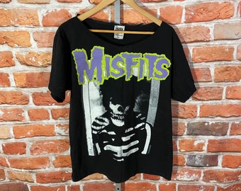 vintage 90s MISFITS cut collar shirt - sz L - punk grunge horror tee