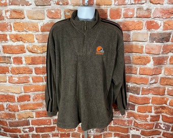 vintage Cleveland Browns striped sleeve fleece pullover sweatshirt - sz fits 2XL -
