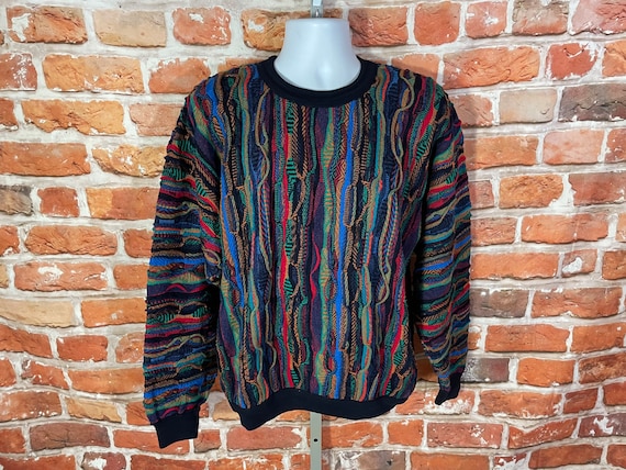 Vintage s Colorful Emaroo Textured Coogi Style Sweater Sz   Etsy