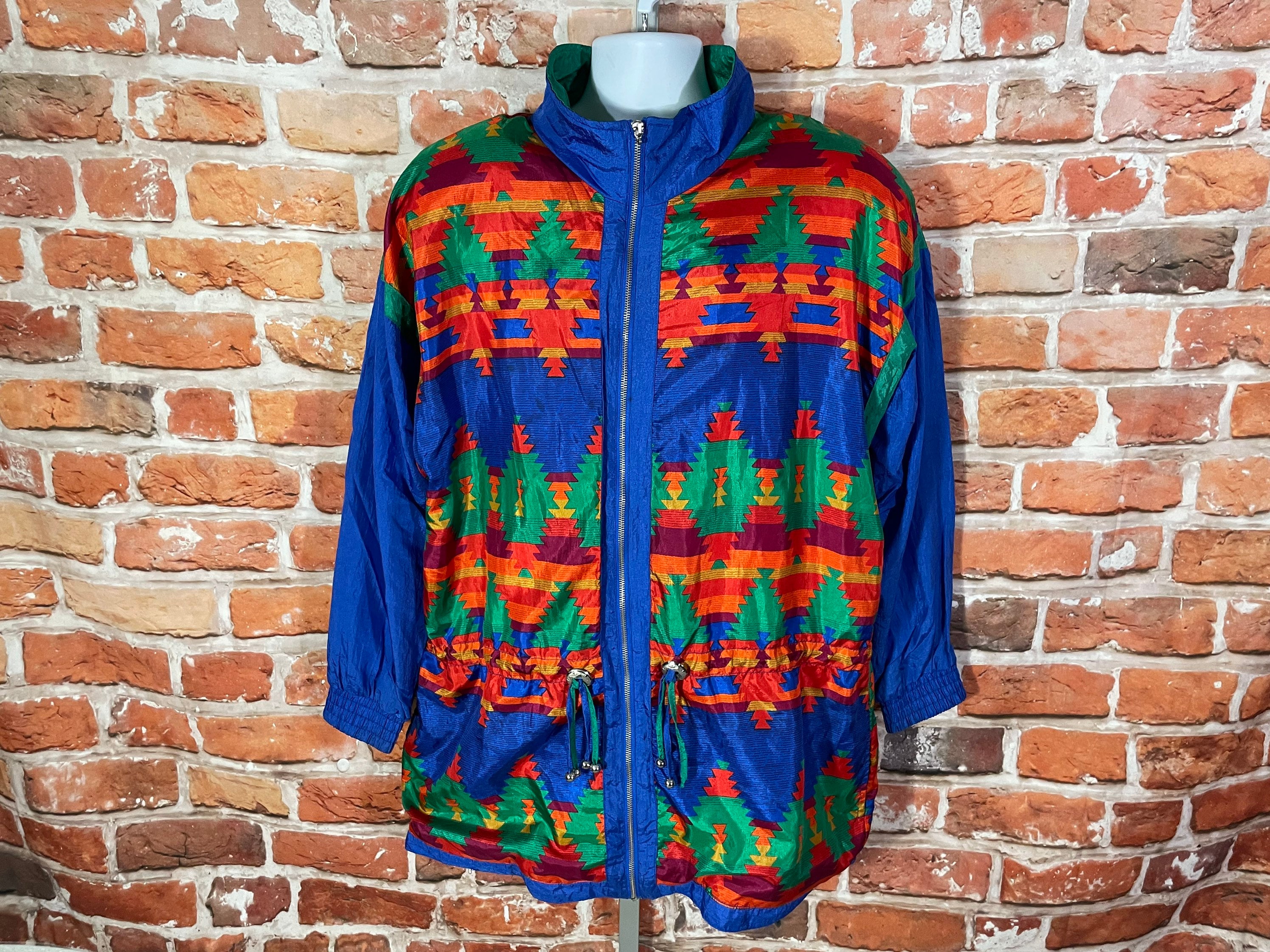 ELY&WALKER E&W 80s 90s オンブレ ウエスタン ジャケット Vintage 90s Neon Aztec Western Windbreaker Jacket - Sz XL Fits