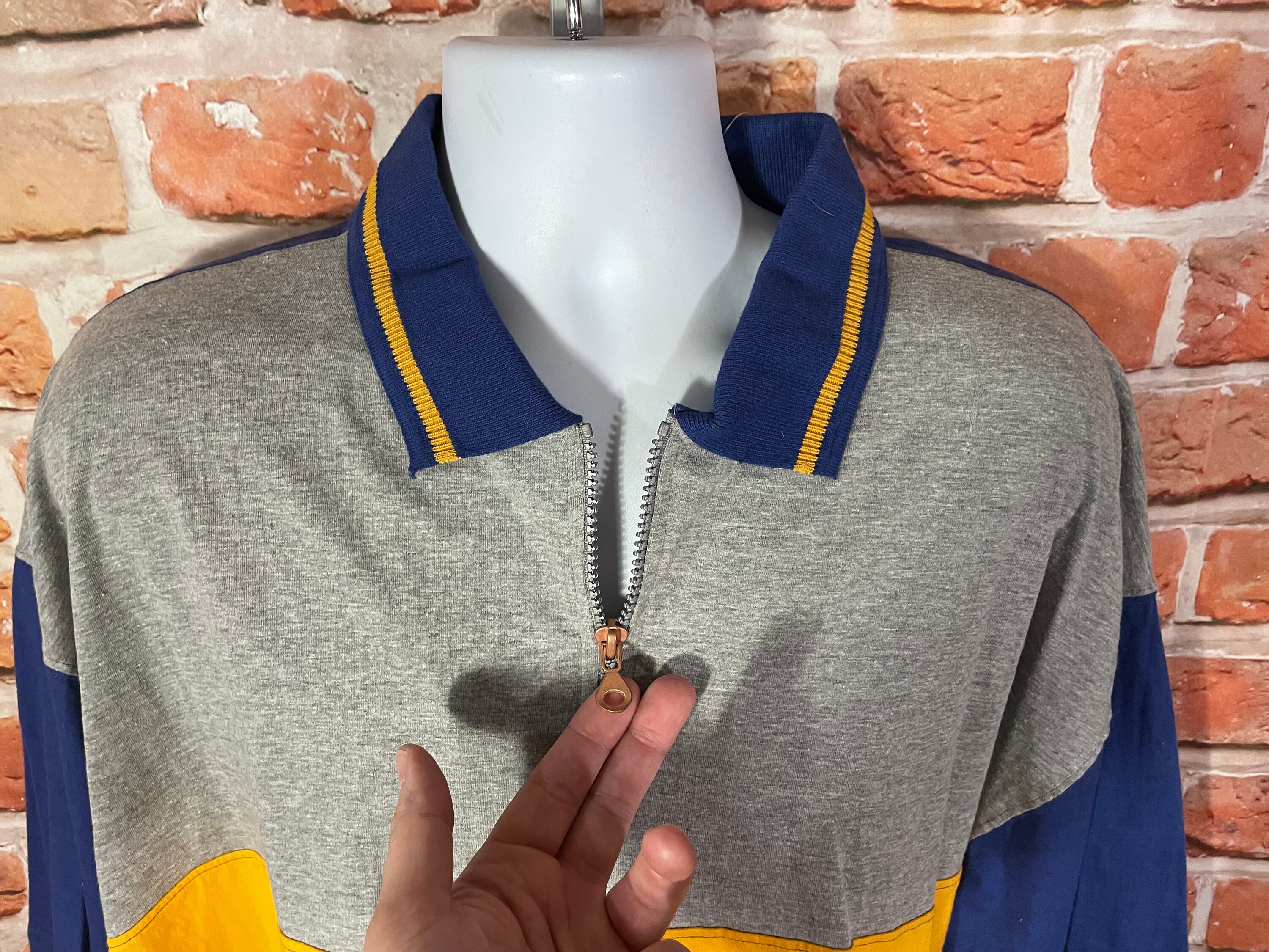 Vintage 90s IOU Oversized Zip Collar Polo Shirt - Sz 2XL