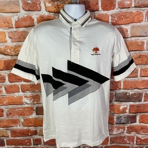 vintage 80s 90s funky geometric Palm Beach golf polo shirt - sz L - single stitch soft - emo indie grunge dad