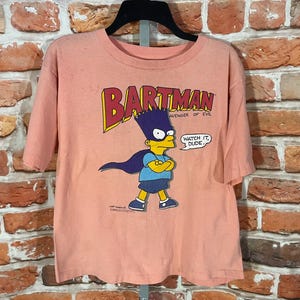 1989 Bartman cropped fit shirt - fits M - 80s Bart Simpson single stitched crop top