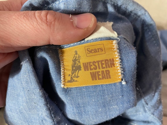 vintage 70s Sears chambray pearl snap western shi… - image 2