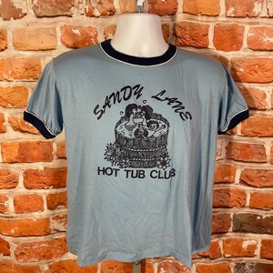 Vintage 80s Sandy Lane Hot Tub Club Cropped Ringer Tee - fits M/L