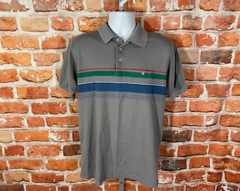 vintage 80s Par 4 striped polo shirt - sz L - emo dad grunge golf