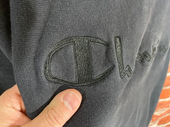 vintage 90s faded black Champion script reverse weave… - Gem