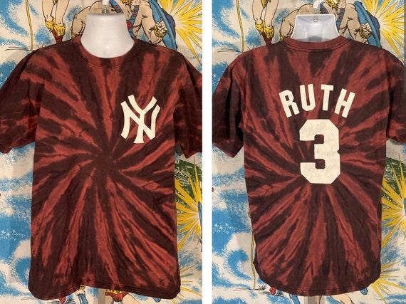 One of a Kind Tie Dye Acid Washed New York Yankees Babe Ruth 