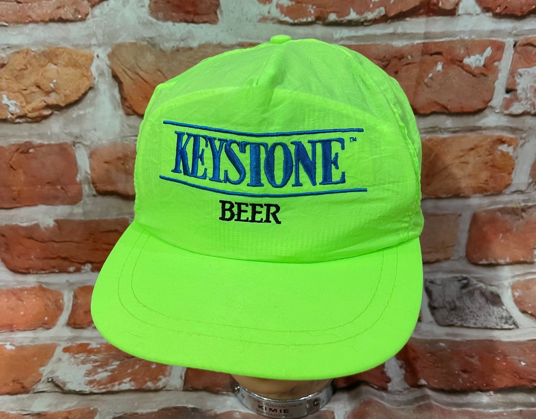 Vintage 90s Keystone Beer Neon Nylon Trucker Snapback Promo Hat Dayglow