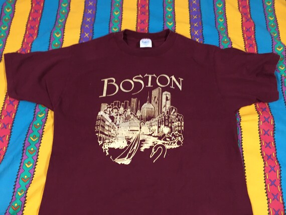 vintage 80s 90s gold print Boston shirt - sz L - - image 2