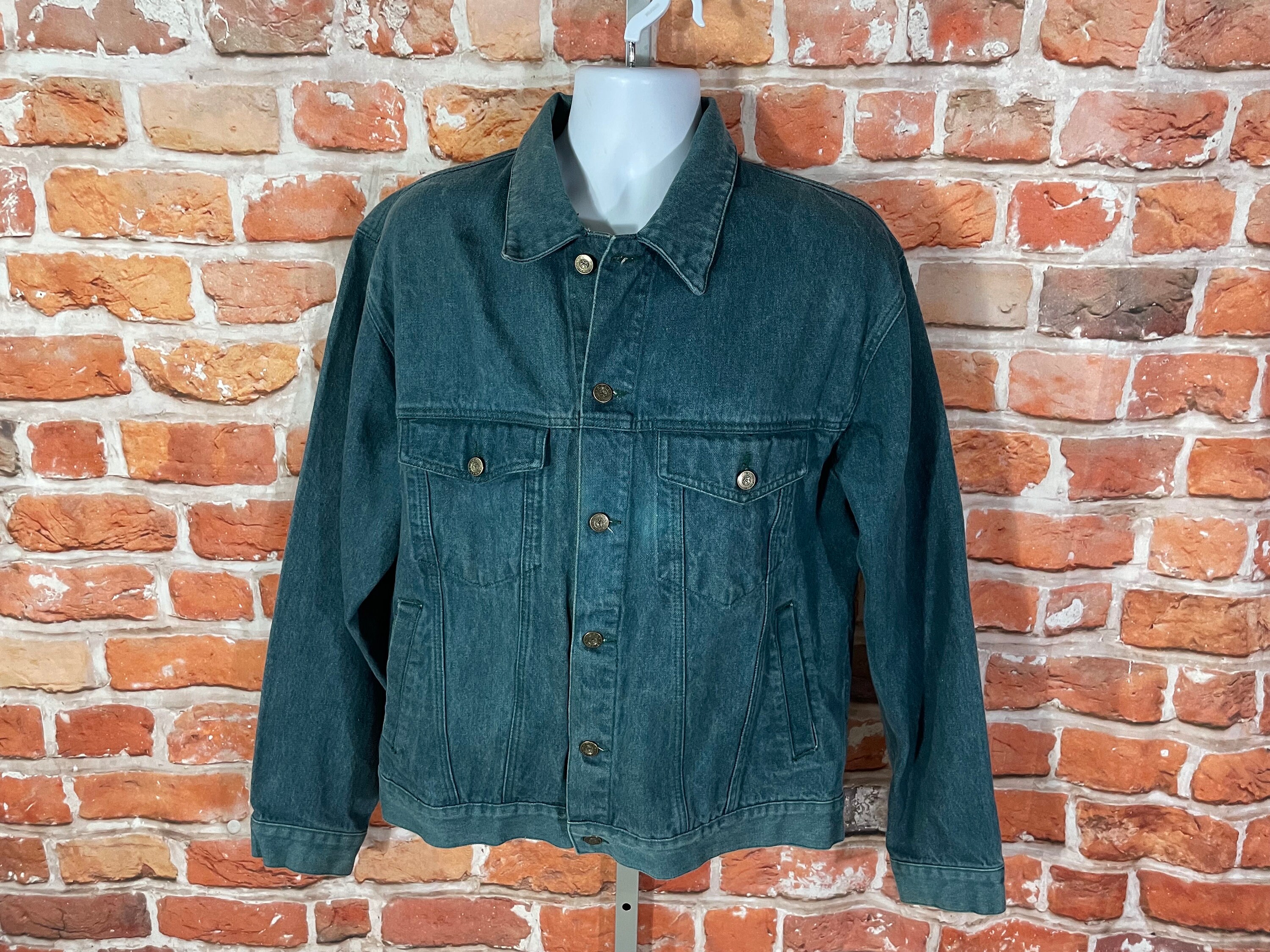 Green Denim Jacket - Etsy Green Denim Jacket - Etsy