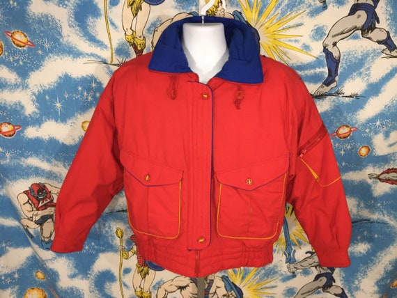 colorful vintage 80s 90s modern ski winter jacket