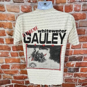 vintage 90s Gauley River Extreme Whitewater Rafting striped shirt - sz S/M - well worn distressed - grunge west virginia tee