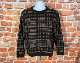 vintage grandpa sweater sz M earth tone grunge