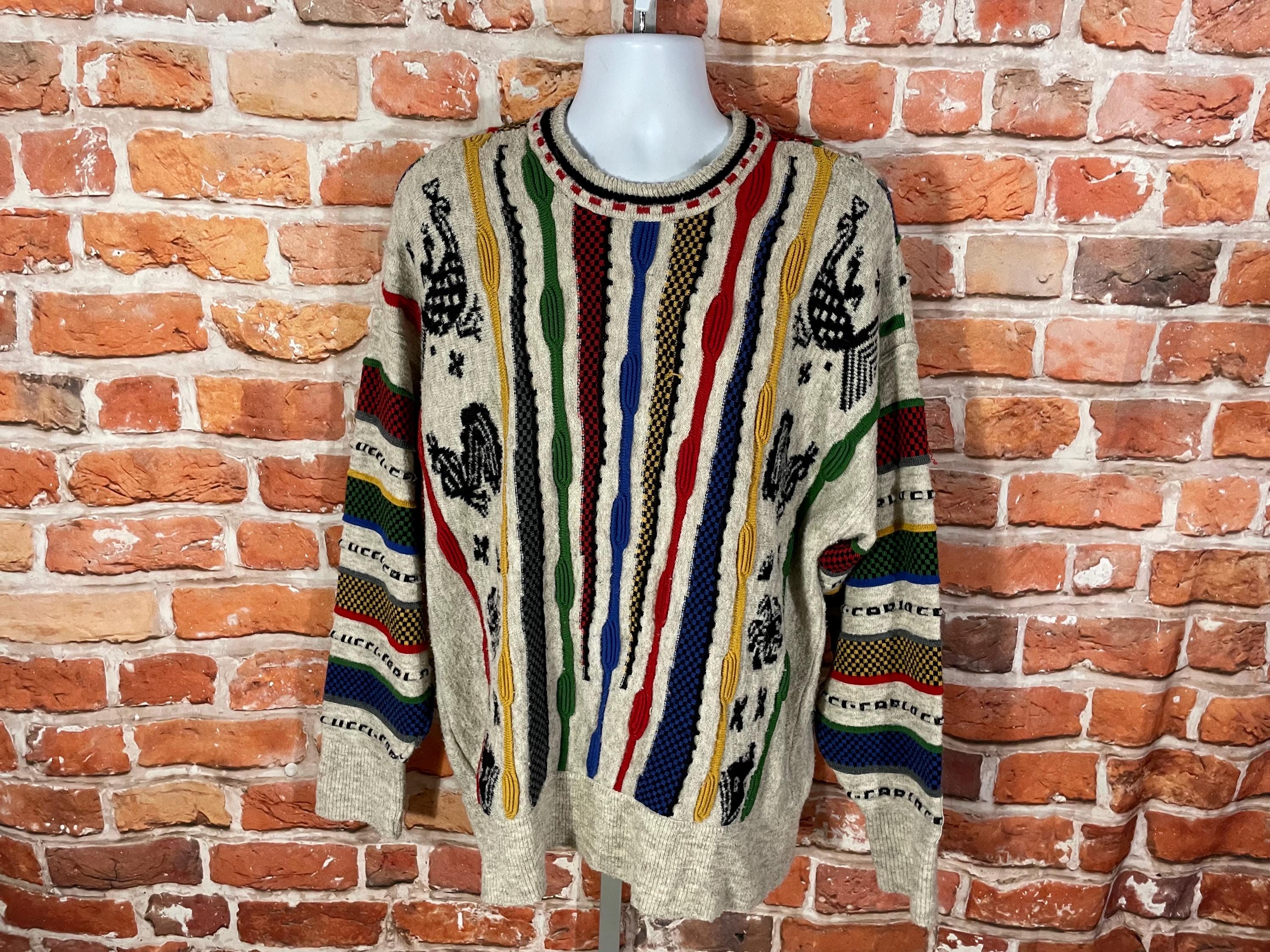 VINTAGEASSAULT Vintage Carlo Colucci Coogi Style Wool Textured Sweater Sz XL Chunky Cosby Notorious 90s