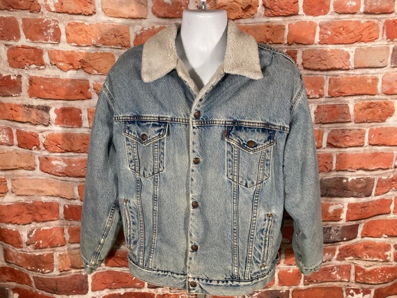 vintage worn-in Levis Sherpa Lined Denim Trucker … - image 1